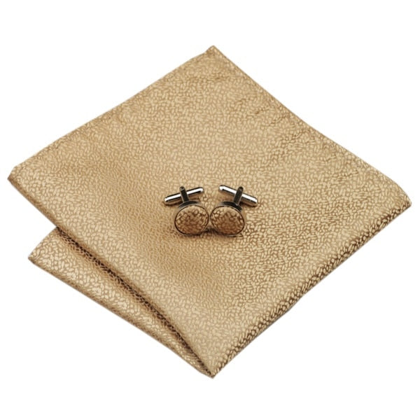 Tie, Pocket Square and Cufflinks In Gold Tie sets    - Sophisticated Gentlemen