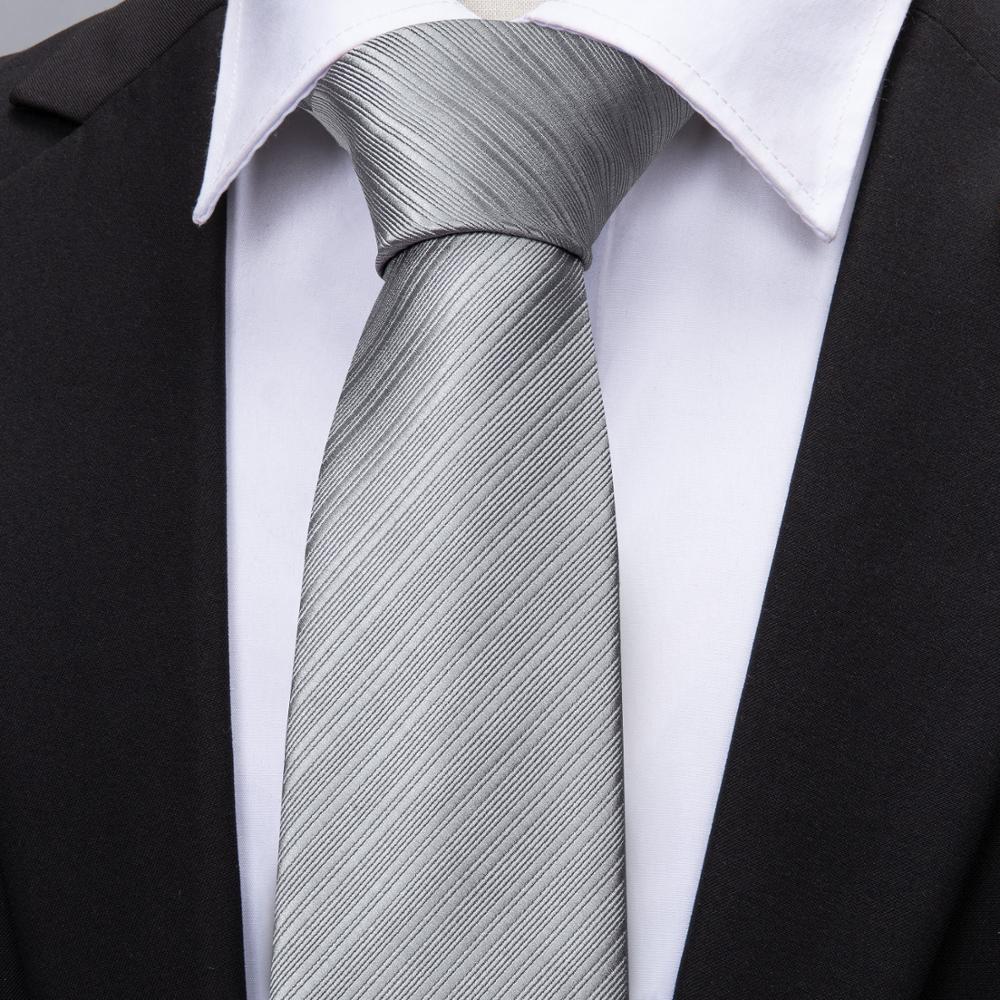 Silver Lines Tie, Pocket Square and Cufflinks tie sets    - Sophisticated Gentlemen