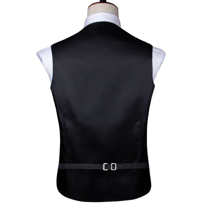 Black And Silver Floral Vest Set vest set    - Sophisticated Gentlemen