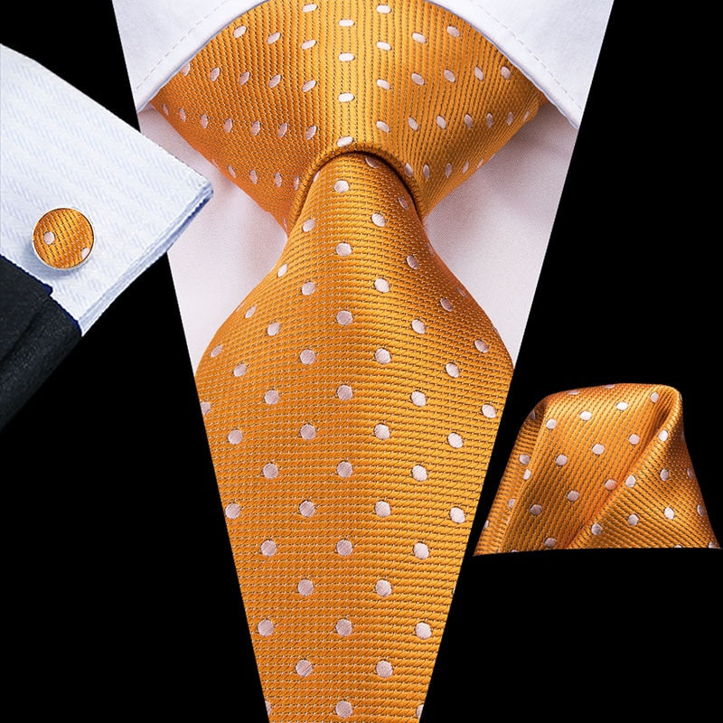 Orange Polka Dot Premium Tie Set tie sets - Sophisticated Gentlemen