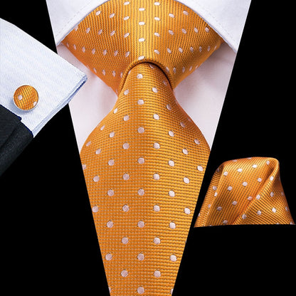 Orange Polka Dot Premium Tie Set tie sets - Sophisticated Gentlemen