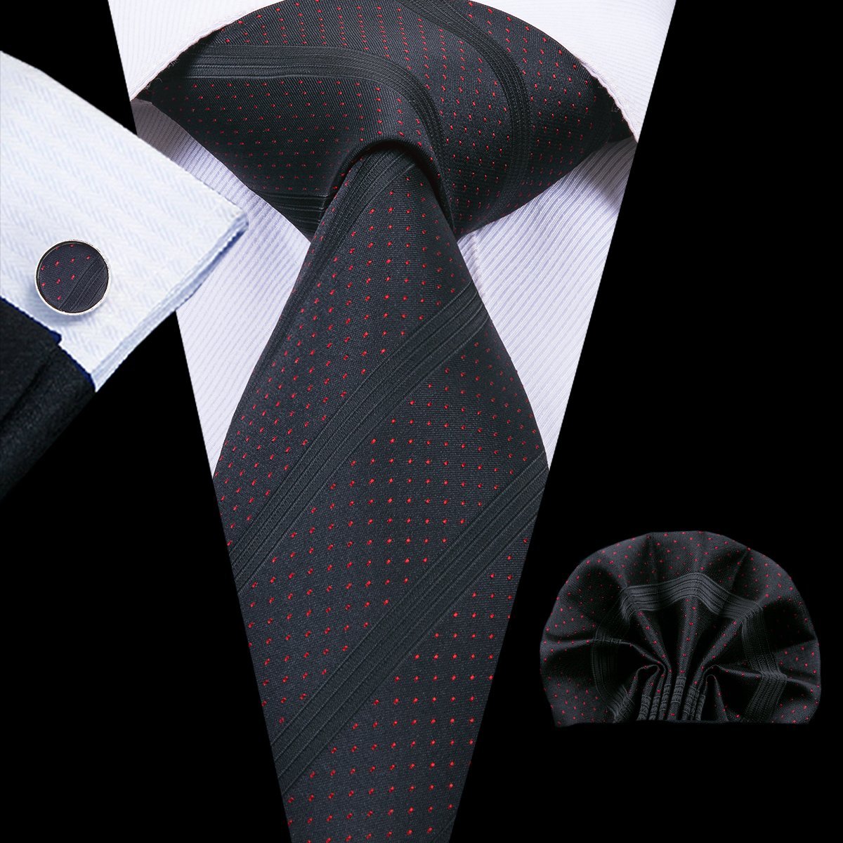 Lunar Eclipse Tie, Pocket Square and Cufflinks tie sets    - Sophisticated Gentlemen