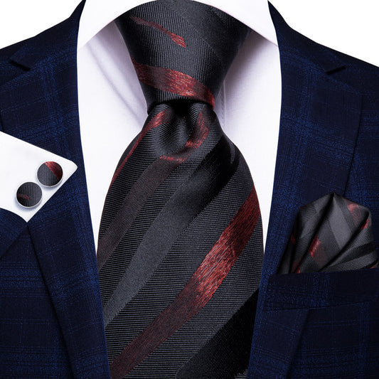 Wine Stripes Tie, Pocket Square and Cufflinks tie sets - Sophisticated Gentlemen