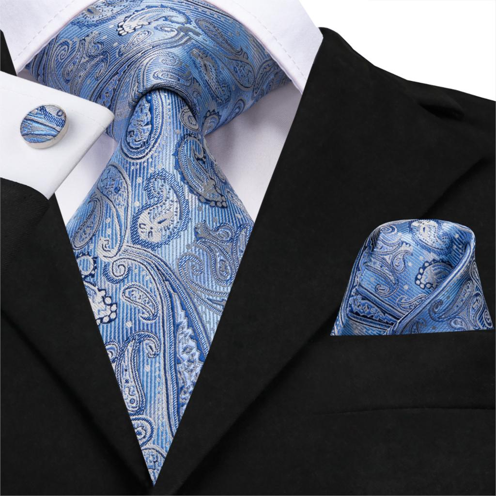 Ice Fairy Tie, Pocket Square and Cufflinks tie sets    - Sophisticated Gentlemen
