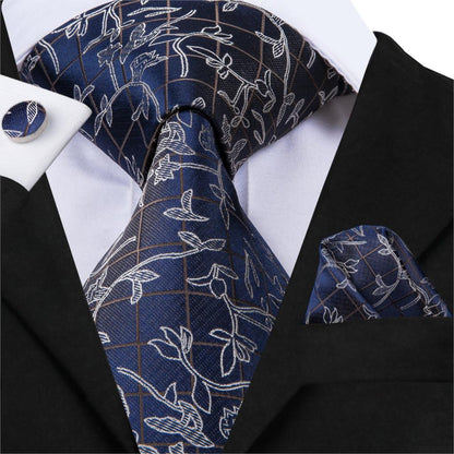 Florals and Checks Tie, Pocket Square and Cufflinks tie sets    - Sophisticated Gentlemen