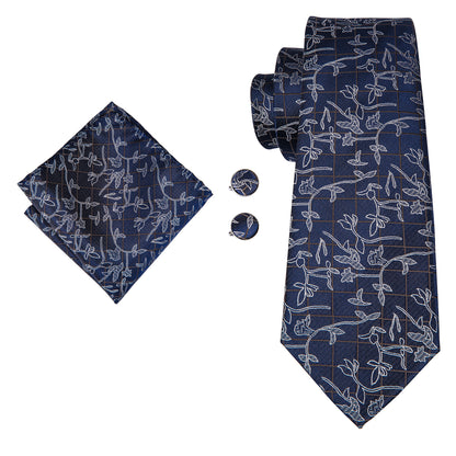Florals and Checks Tie, Pocket Square and Cufflinks tie sets    - Sophisticated Gentlemen