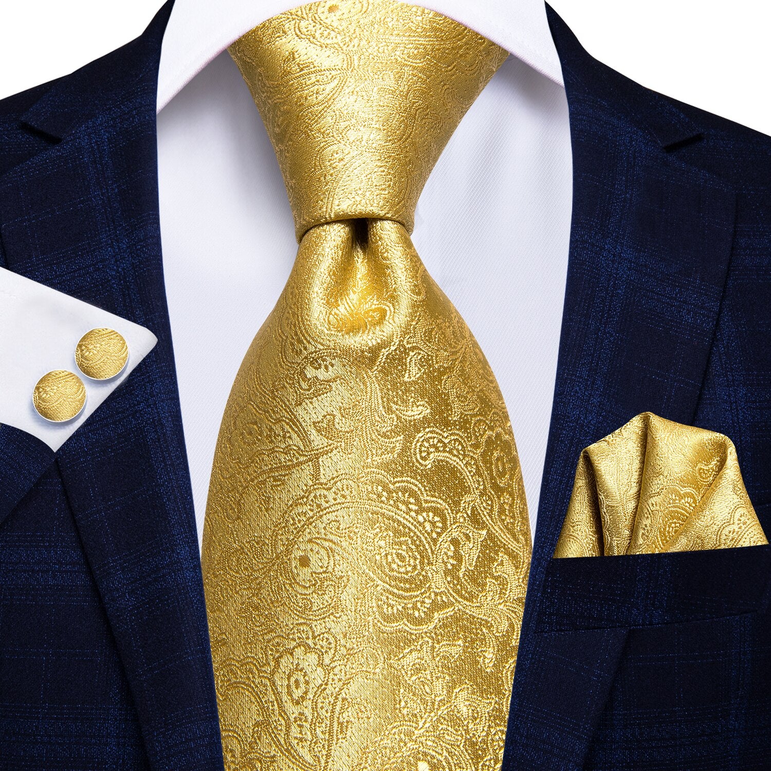 History Of Gold Tie, Pocket Square and Cufflinks tie sets - Sophisticated Gentlemen