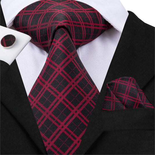 Bulls Blood Tie, Pocket Square and Cufflinks tie sets    - Sophisticated Gentlemen