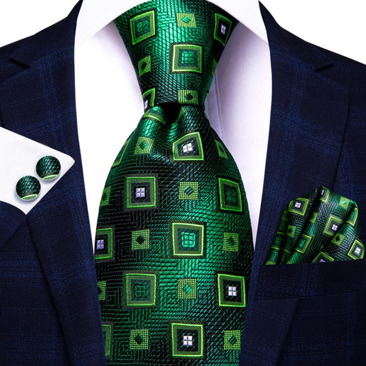 Green Windows Tie, Pocket Square and Cufflinks tie sets - Sophisticated Gentlemen