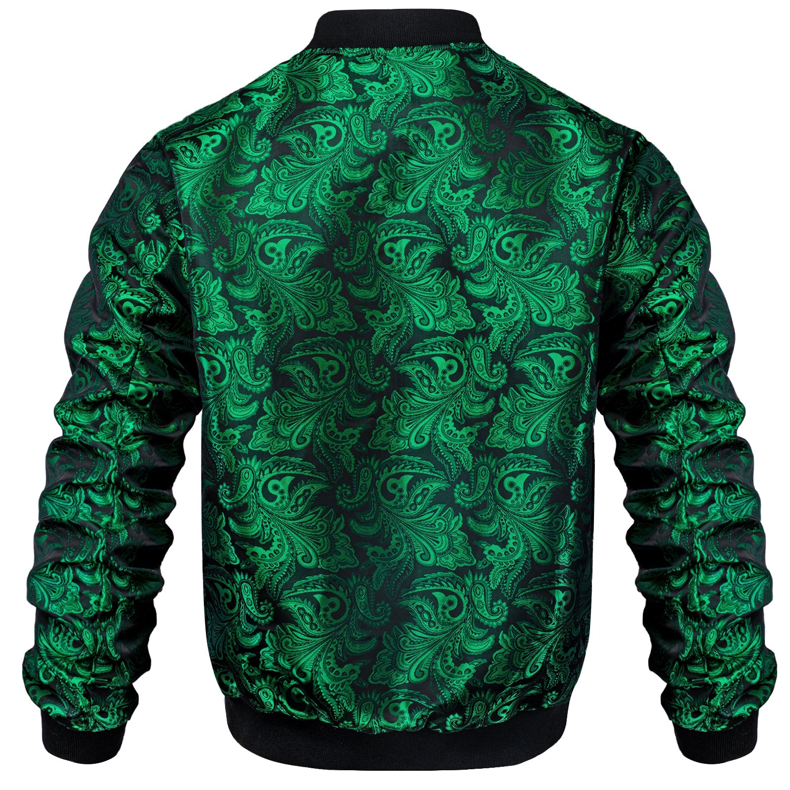 Green Paisley Silk Bomber Jacket jacket    - Sophisticated Gentlemen