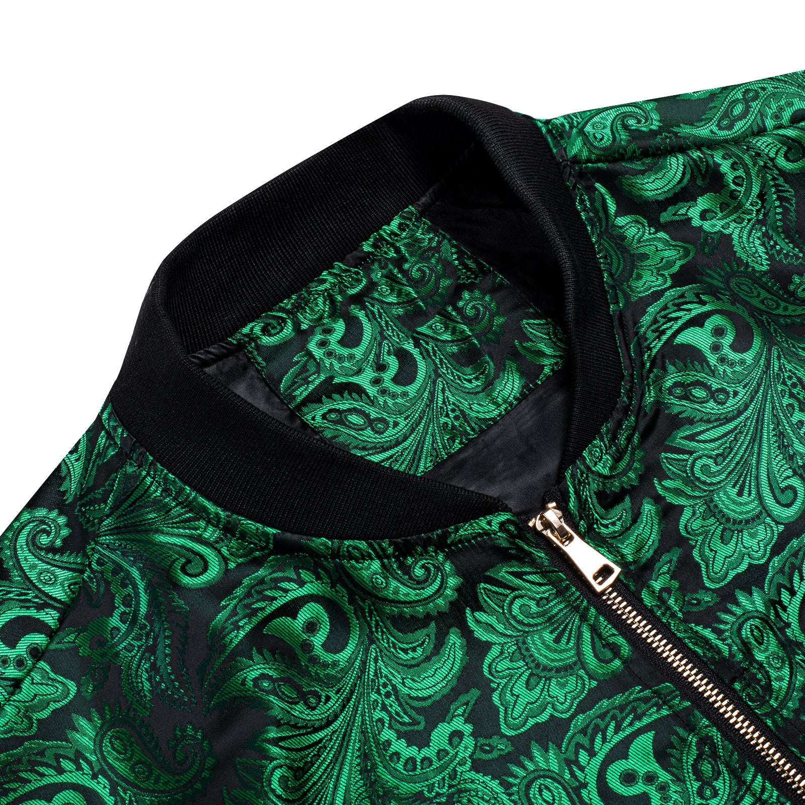 Green Paisley Silk Bomber Jacket jacket    - Sophisticated Gentlemen