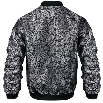 Silver Paisley Silk Bomber Jacket jacket    - Sophisticated Gentlemen