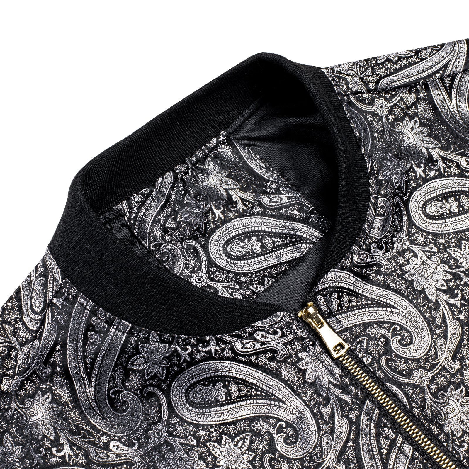 Silver Paisley Silk Bomber Jacket jacket    - Sophisticated Gentlemen