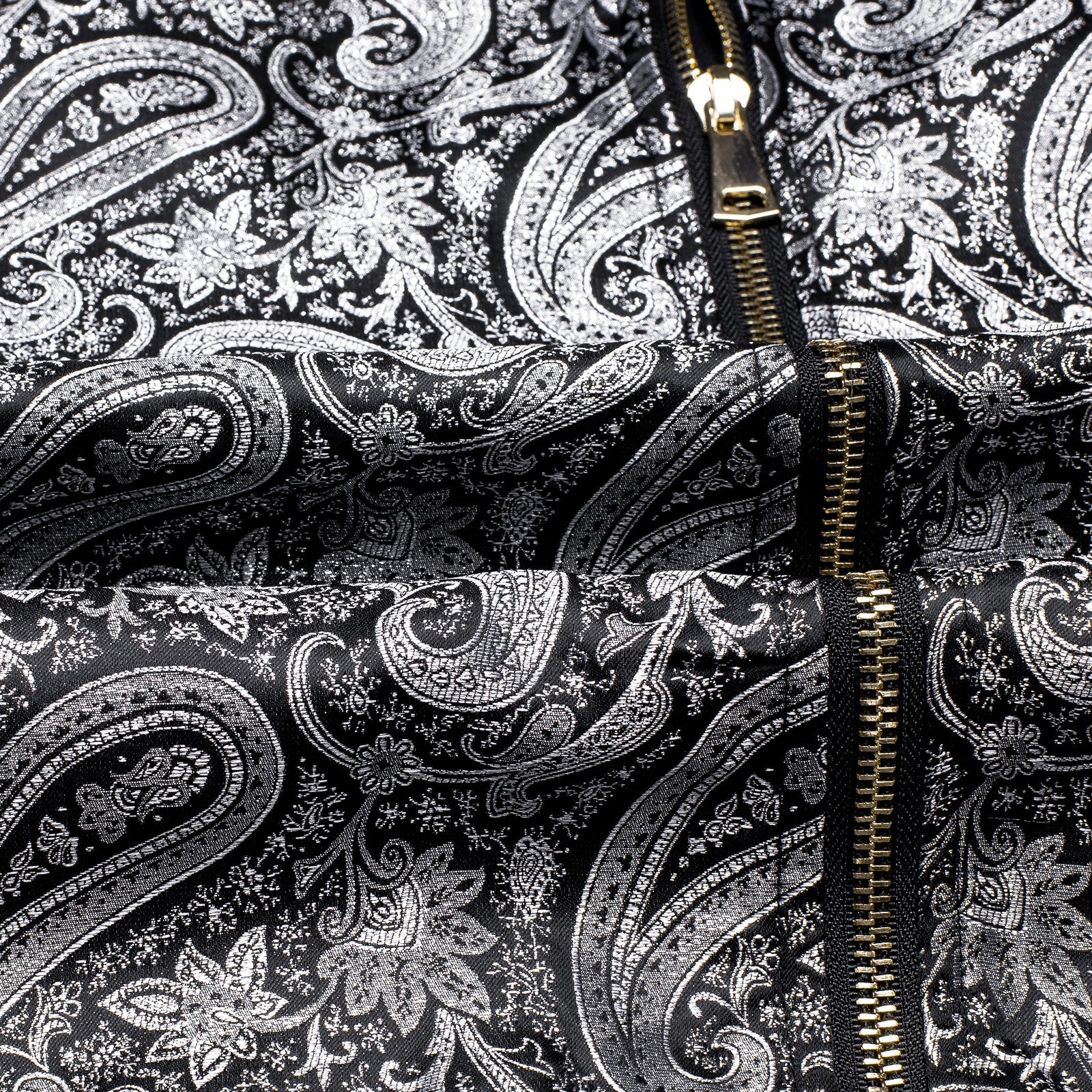 Silver Paisley Silk Bomber Jacket jacket    - Sophisticated Gentlemen