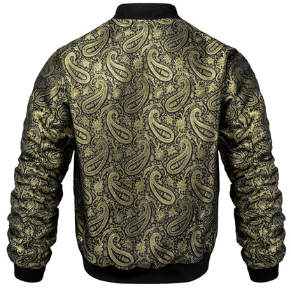 Gold Paisley Silk Bomber Jacket jacket    - Sophisticated Gentlemen