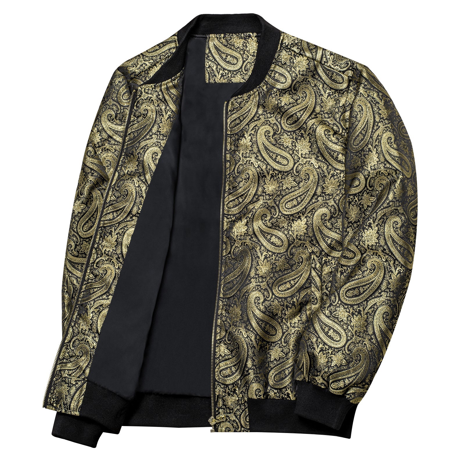 Gold Paisley Silk Bomber Jacket jacket    - Sophisticated Gentlemen