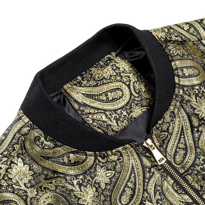 Gold Paisley Silk Bomber Jacket jacket    - Sophisticated Gentlemen