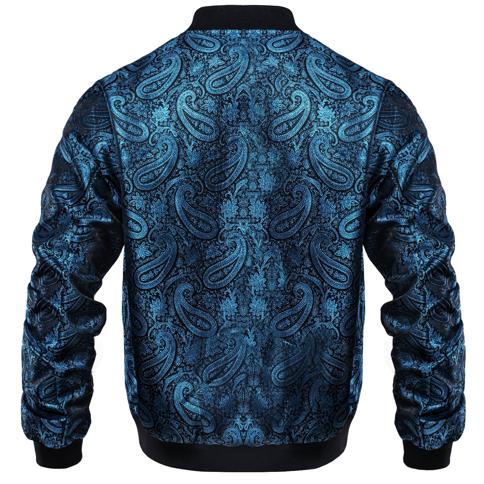 Blue Paisley Silk Bomber Jacket jacket    - Sophisticated Gentlemen