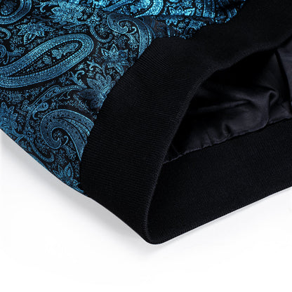 Blue Paisley Silk Bomber Jacket jacket    - Sophisticated Gentlemen