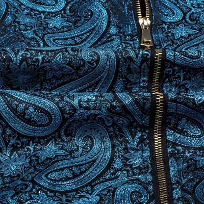 Blue Paisley Silk Bomber Jacket jacket    - Sophisticated Gentlemen
