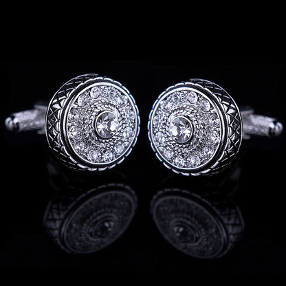 Round Vintage Silver Cufflinks Cufflink    - Sophisticated Gentlemen