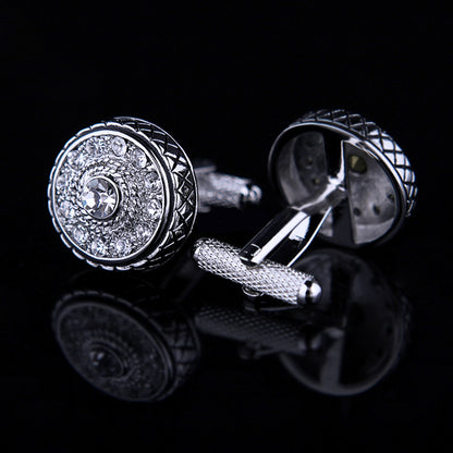 Round Vintage Silver Cufflinks Cufflink    - Sophisticated Gentlemen