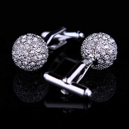 Silver Crystal Ball Cufflinks Cufflink    - Sophisticated Gentlemen