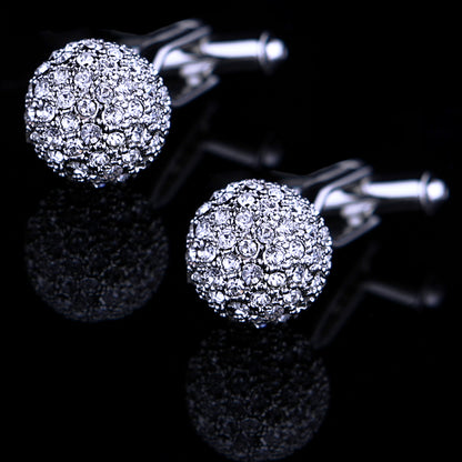 Silver Crystal Ball Cufflinks Cufflink    - Sophisticated Gentlemen