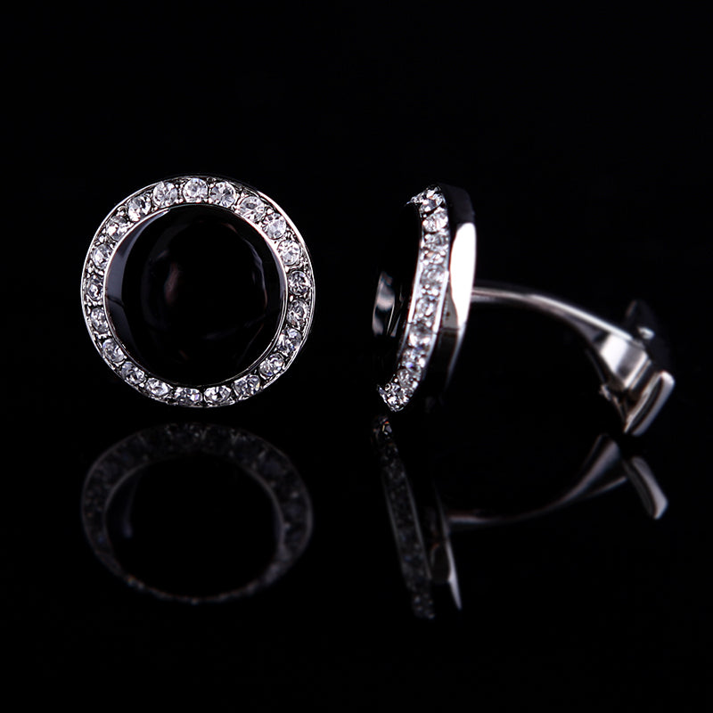Crystal Black Cufflinks Cufflink    - Sophisticated Gentlemen