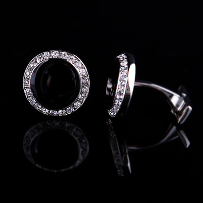 Crystal Black Cufflinks Cufflink    - Sophisticated Gentlemen