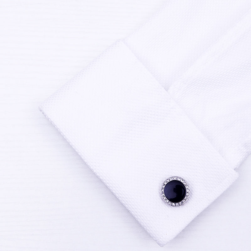 Crystal Black Cufflinks Cufflink    - Sophisticated Gentlemen