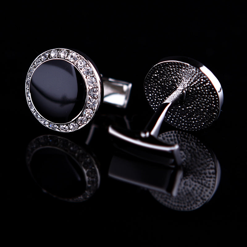 Crystal Black Cufflinks Cufflink    - Sophisticated Gentlemen