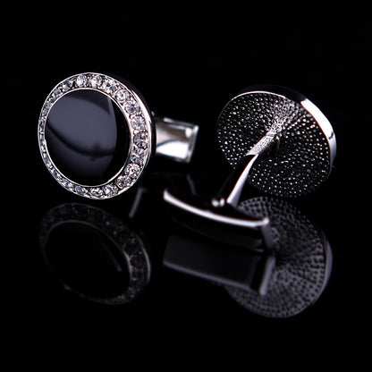 Crystal Black Cufflinks Cufflink    - Sophisticated Gentlemen