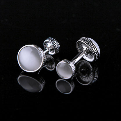 Round Mother Of Pearl Cufflinks Cufflink    - Sophisticated Gentlemen