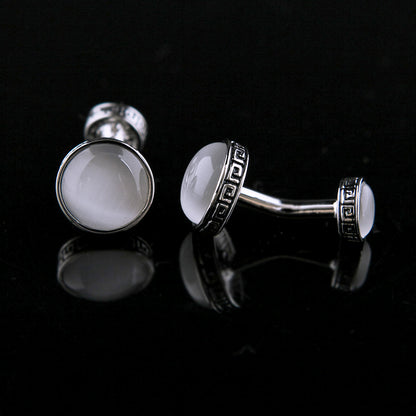 Round Mother Of Pearl Cufflinks Cufflink    - Sophisticated Gentlemen