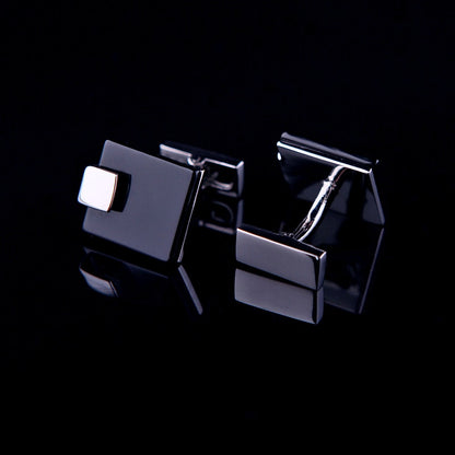Black Minimal Square Cufflinks Cufflink    - Sophisticated Gentlemen