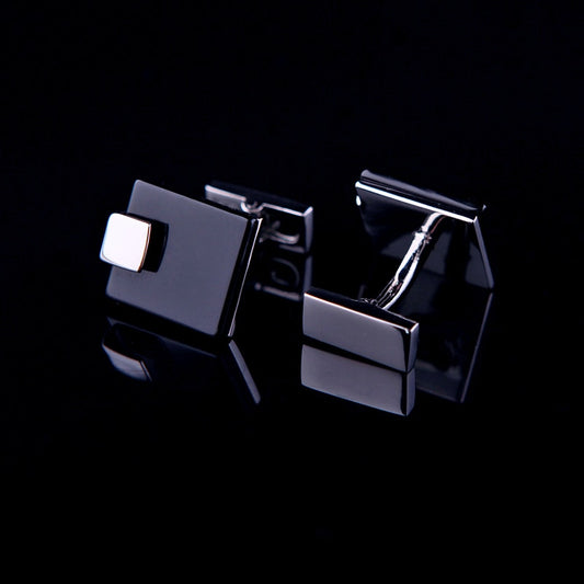 Black Minimal Square Cufflinks Cufflink    - Sophisticated Gentlemen