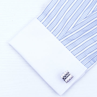Classic Silver Checkered Cufflinks Cufflink    - Sophisticated Gentlemen