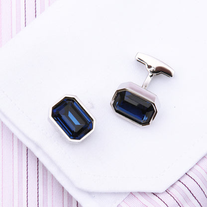 Large Blue Crystal Cufflinks Cufflink    - Sophisticated Gentlemen