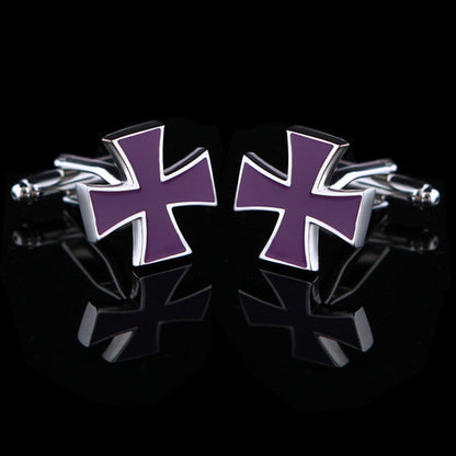 Gent's Purple Iron Cross Cufflinks Cufflink    - Sophisticated Gentlemen