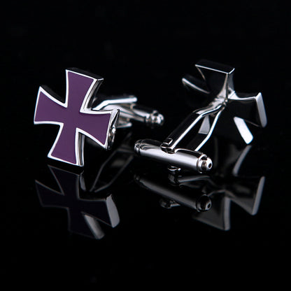 Gent's Purple Iron Cross Cufflinks Cufflink    - Sophisticated Gentlemen