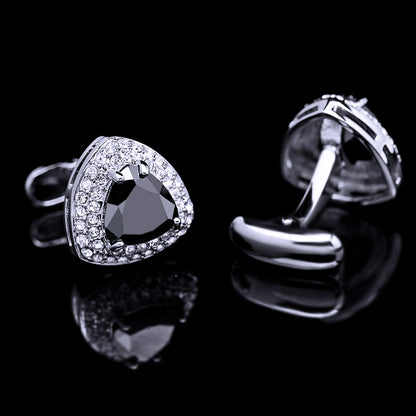 Crystal Black Onyx Cufflinks Cufflink    - Sophisticated Gentlemen