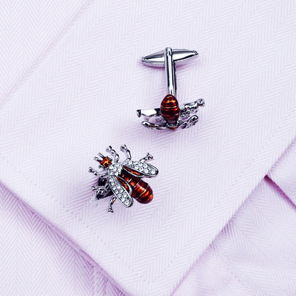 Crystal Enamel Bee Cufflinks Cufflink    - Sophisticated Gentlemen