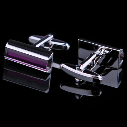 Rectangular Purple Crystal Cufflinks Cufflink    - Sophisticated Gentlemen