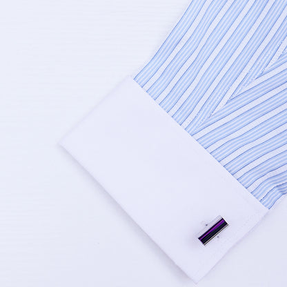 Rectangular Purple Crystal Cufflinks Cufflink    - Sophisticated Gentlemen