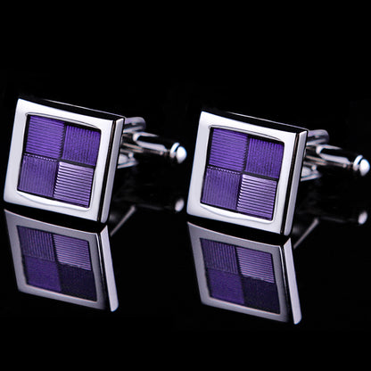 Enamel Purple Square Cufflinks Cufflink    - Sophisticated Gentlemen