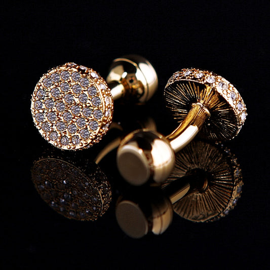 Round Gold Crystal Cufflinks Cufflink    - Sophisticated Gentlemen
