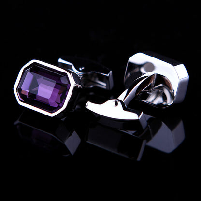 Large Purple Crystal Cufflinks Cufflink    - Sophisticated Gentlemen