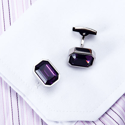 Large Purple Crystal Cufflinks Cufflink    - Sophisticated Gentlemen
