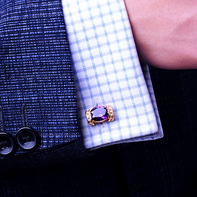 18K Plated Purple And Gold Cufflinks Cufflink    - Sophisticated Gentlemen